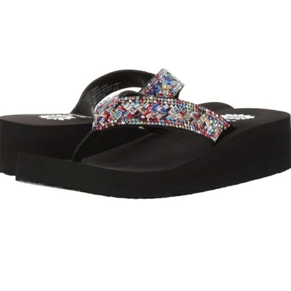 Yellow Box Shoes Yellow Box Black Rainbow Sequins Sydnee Suede